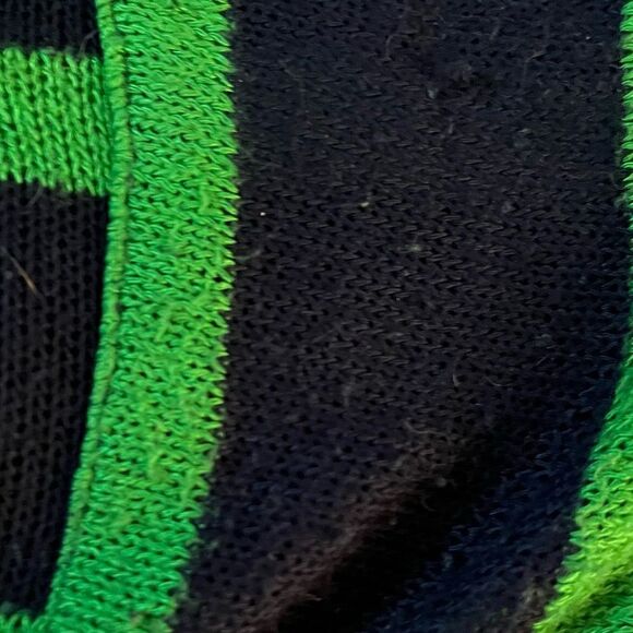 Chris & Carol Open Knit Dolman Short Sleeve Green Stripe Sweater Navy Blue S - Picture 9 of 11